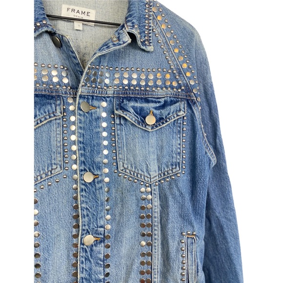 Frame Denim Le Studded Oversized Jean Jacket - Size S - Picture 7 of 14